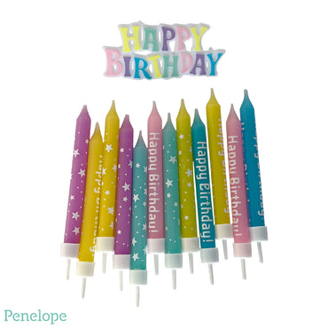 נרות יום הולדת בצבעי פסטל - 12 יחידות