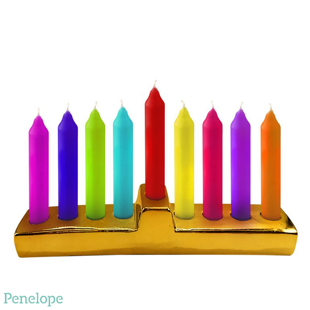 חנוכיה קרמיקה זהב