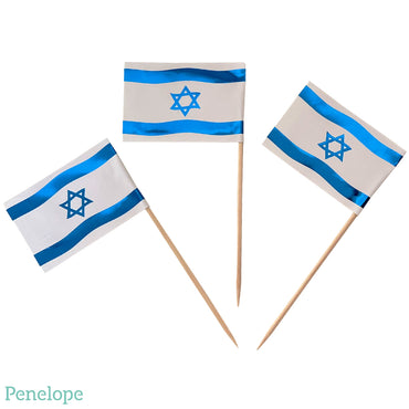 קיסמים דגל ישראל כחול מבריק - 6 יחידות