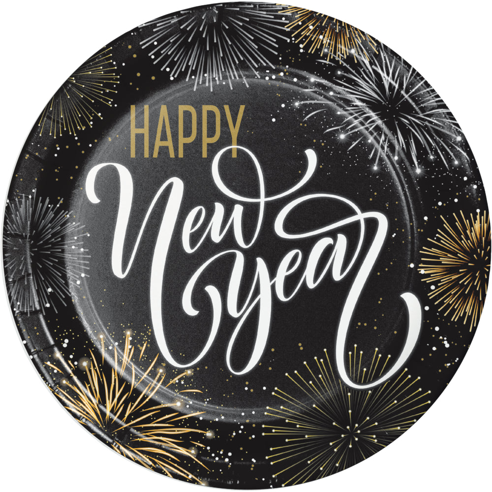 צלחות נייר גדולות כוכבים זהב HNY - 8 יחידות