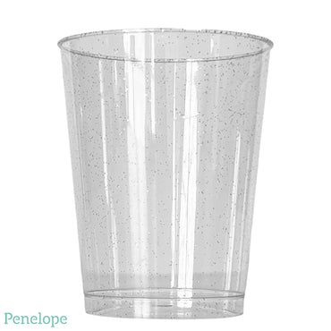 כוסות פלסטיק עגולות כסף נצנצים - 18 יחידות