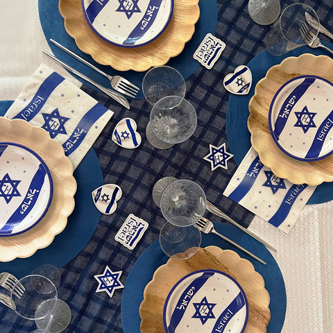 שולחן דגל ישראל כחול לבן
