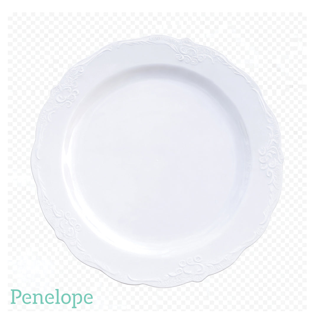 צלחות וינטאג' עוגה לבן - 10 יחידות