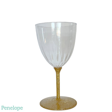 כוסות מיני יין פלסטיק רגל זהב נצנצים - 8 יחידות
