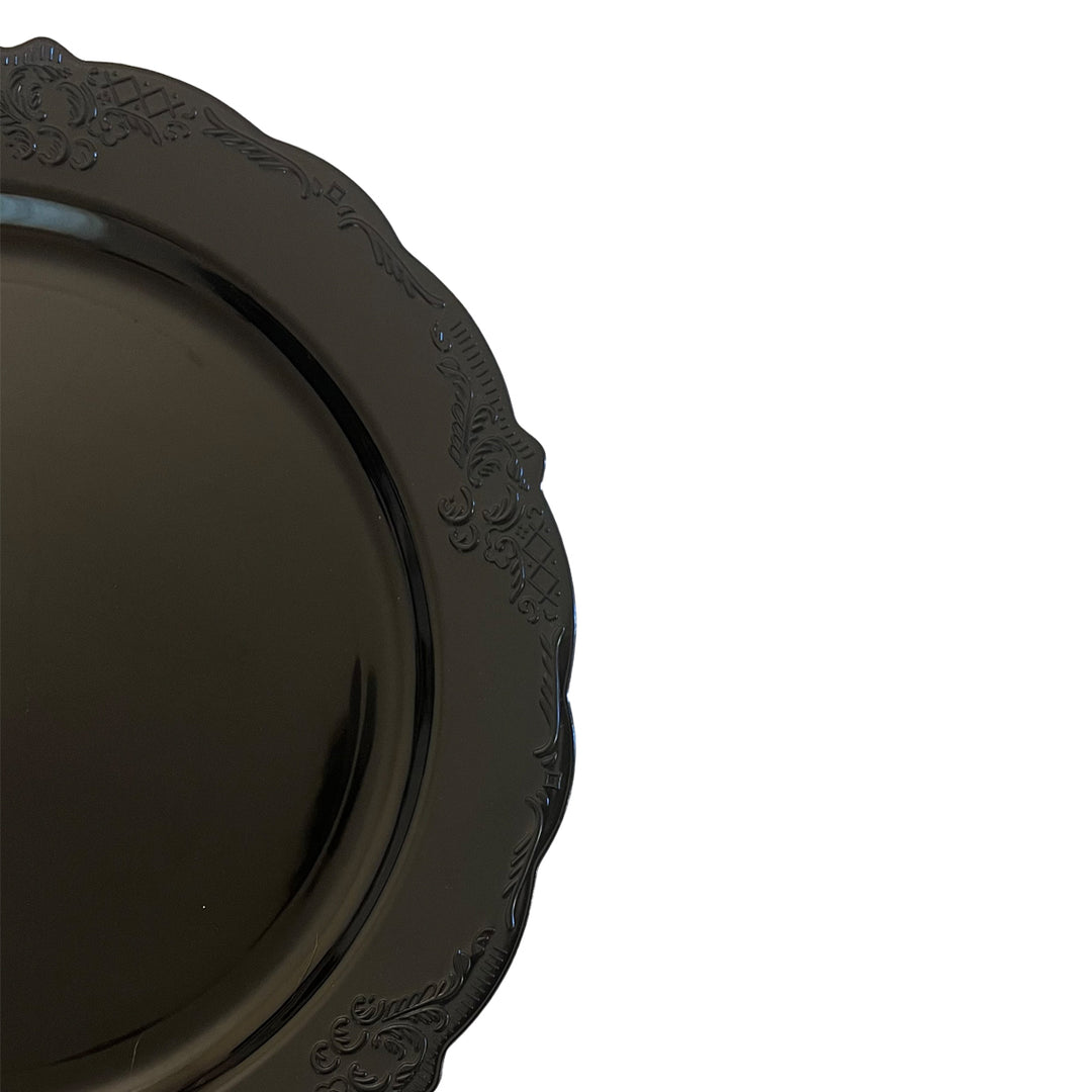 צלחות וינטאג' גדולות שחורות - 10 יחידות