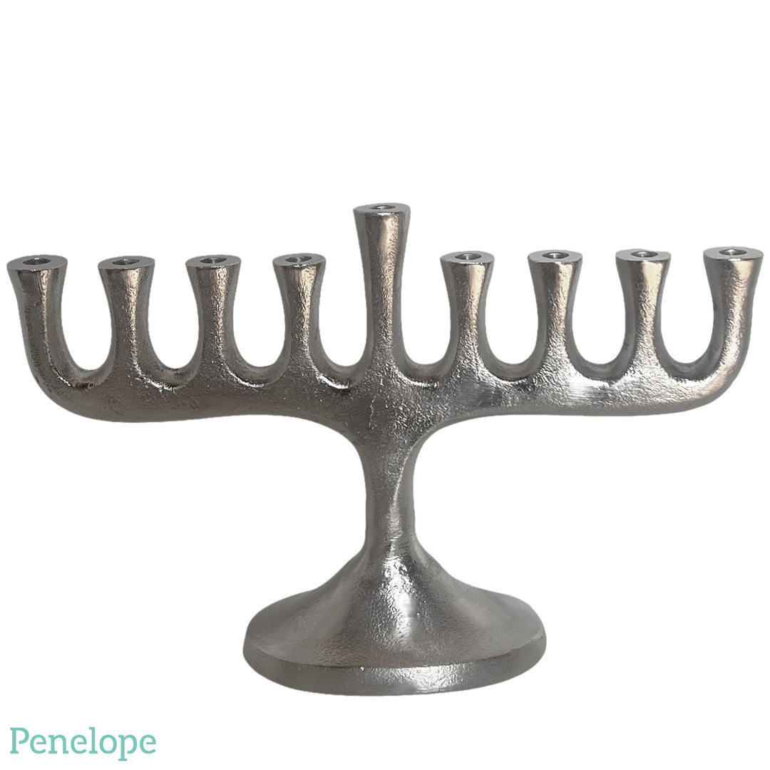 חנוכיה מתכת מודרנית כסף מט
