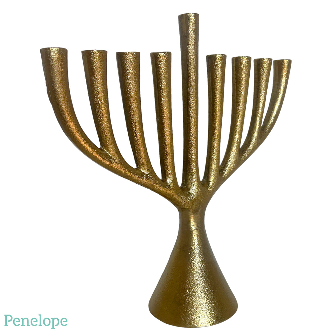 חנוכיה מתכת זהב מט