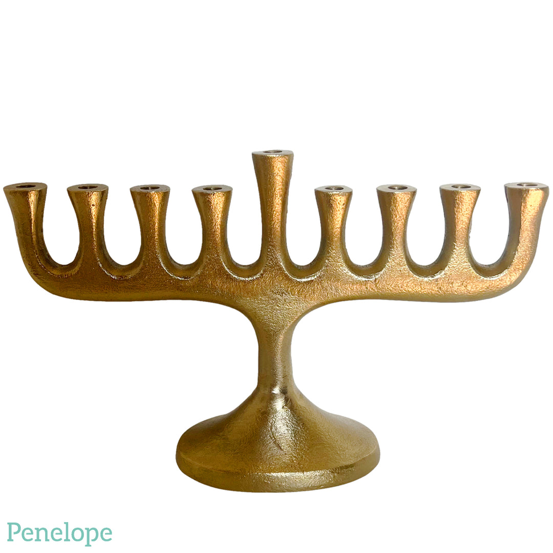חנוכיה מתכת מודרנית זהב מט