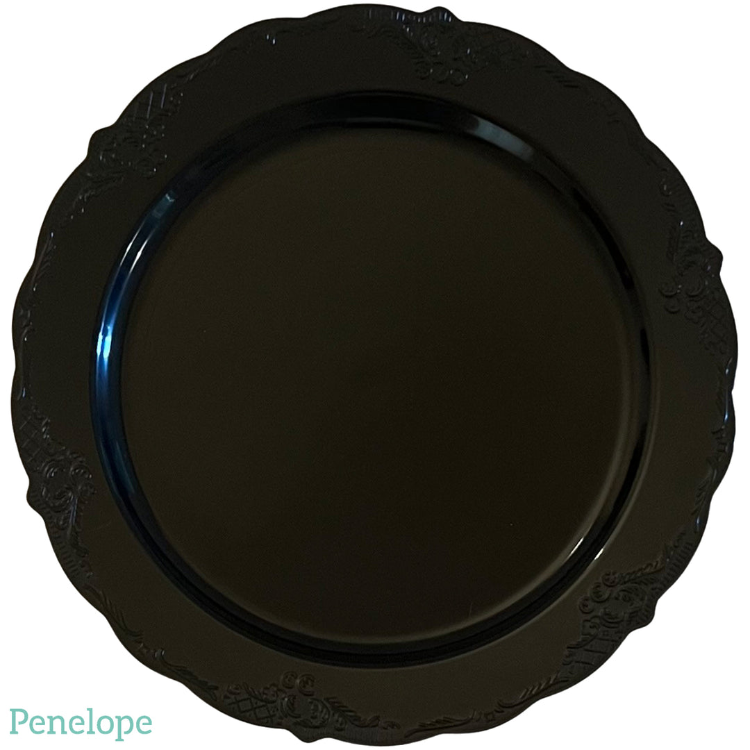 צלחות וינטאג' גדולות שחורות - 10 יחידות