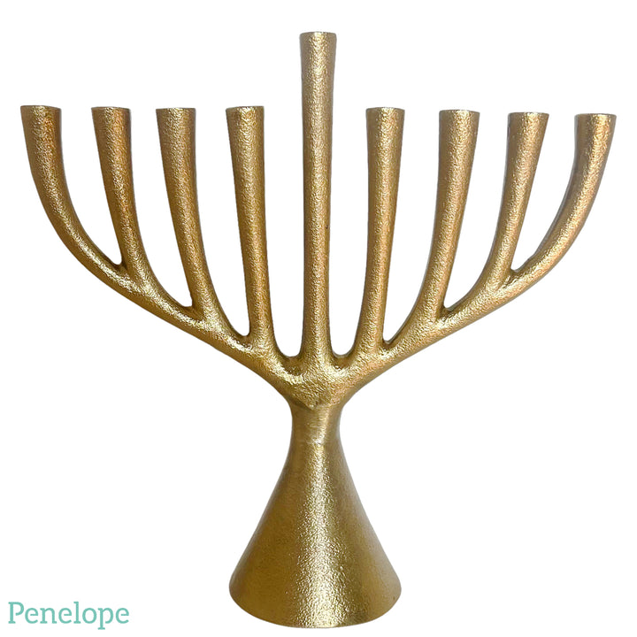 חנוכיה מתכת זהב מט