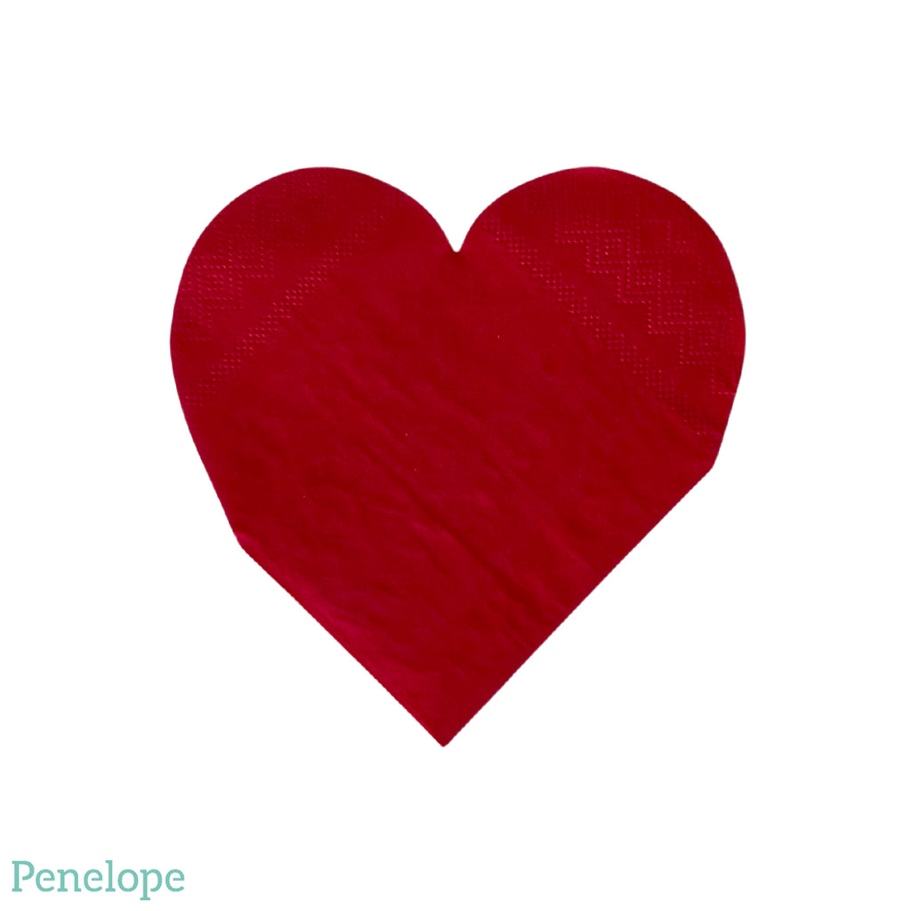 מפיות קוקטייל בצורת לב אדום - 16 יחידות