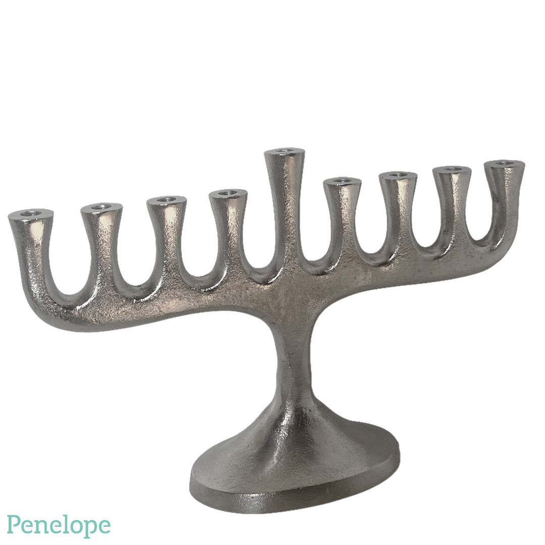 חנוכיה מתכת מודרנית כסף מט