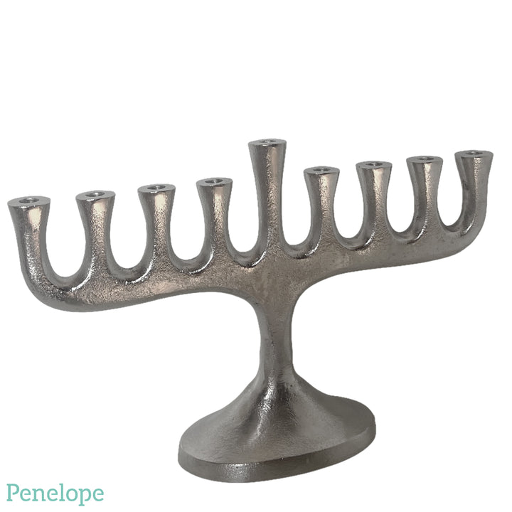 חנוכיה מתכת מודרנית כסף מט