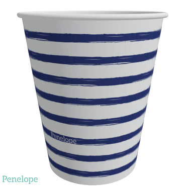 כוסות פנלופה פסים כחול כהה - 25 יחידות