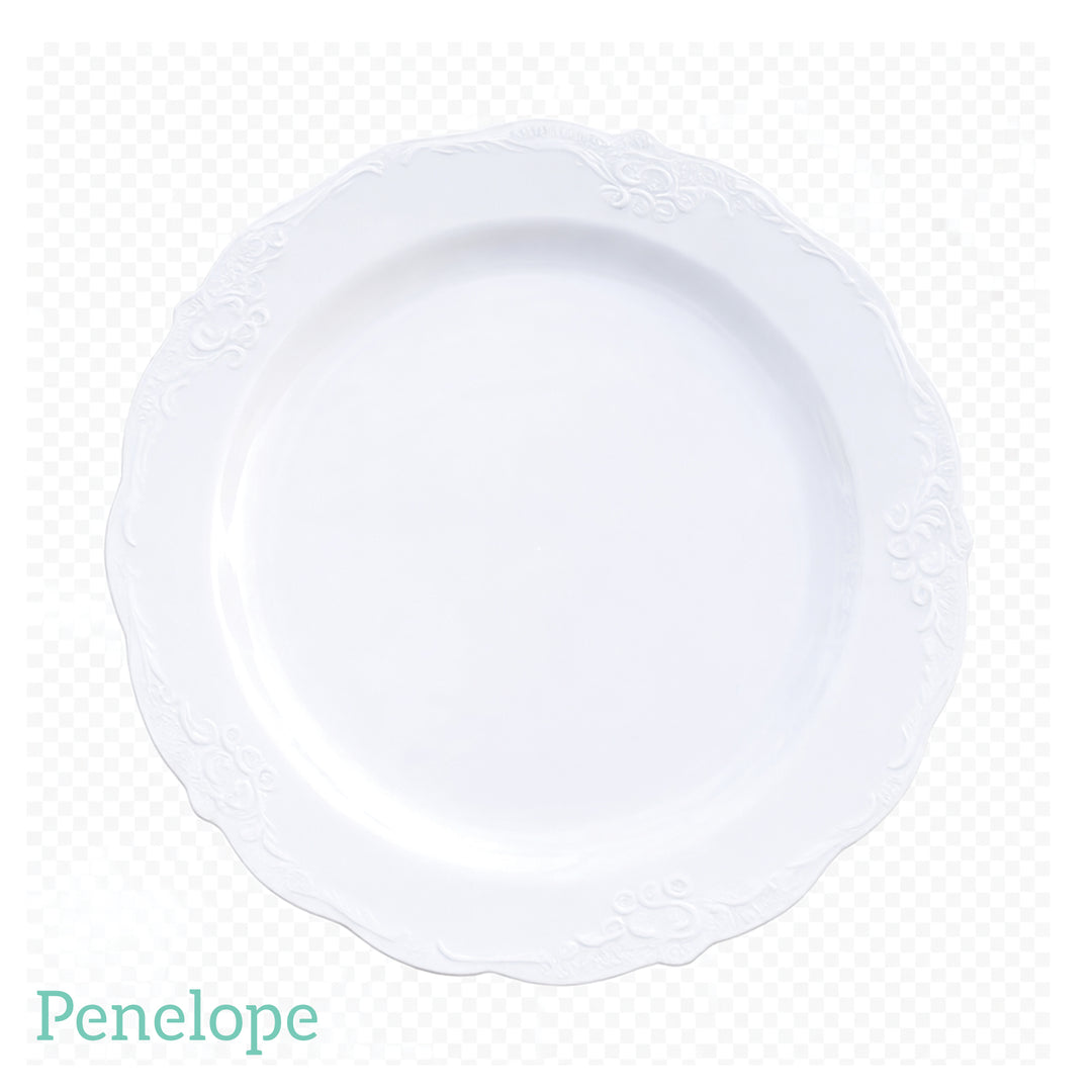 צלחות וינטאג' עוגה לבן - 10 יחידות