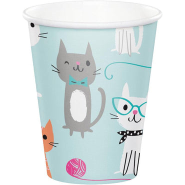 כוסות נייר חתולות תכלת מנטה - פנלופה