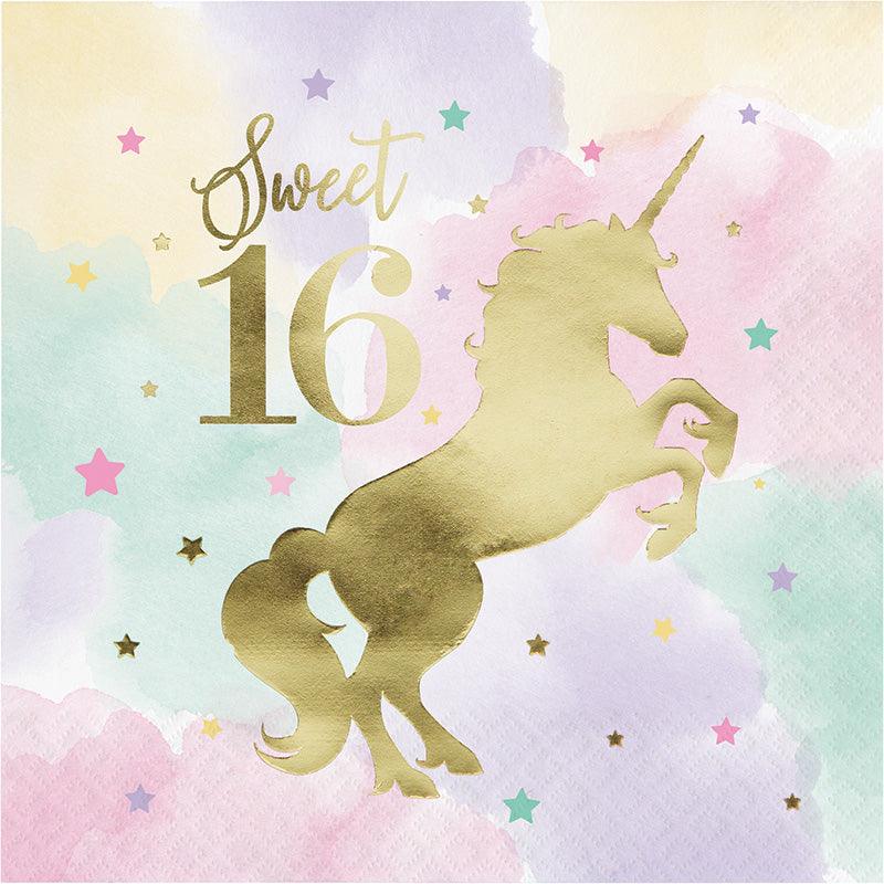 מפיות Sweet 16 חד קרן - 16 יחידות - penelope