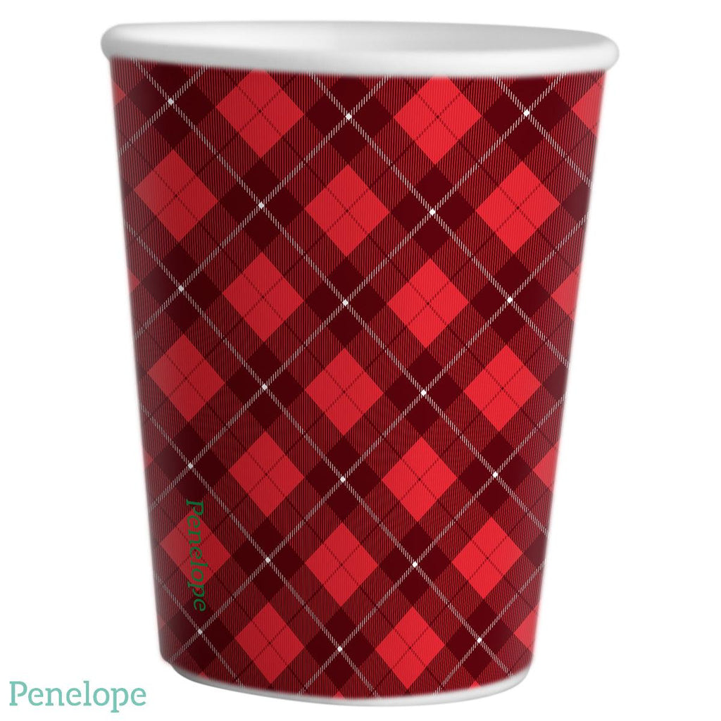 כוסות נייר פנלופה משובץ אדום - 25 יחידות - penelope