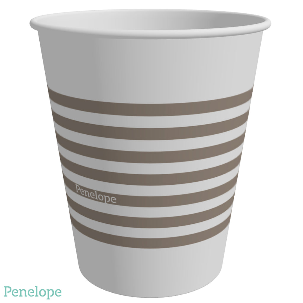 כוסות פנלופה פסים קפה - 25 יחידות
