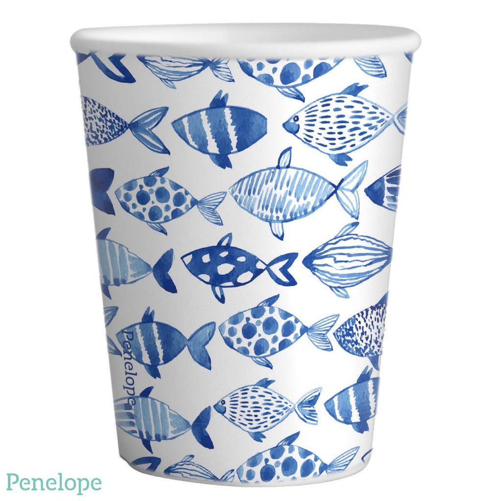 כוסות פנלופה דפוס דגים כחולים - פנלופה