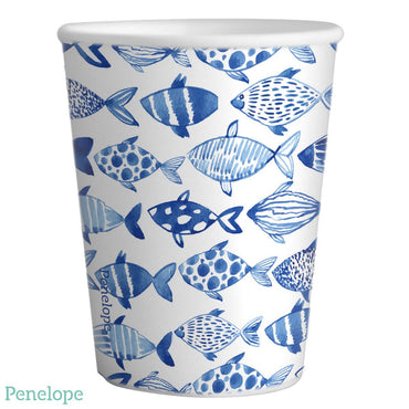 כוסות פנלופה דפוס דגים כחולים - פנלופה
