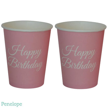 כוסות נייר ורוד יום הולדת - פנלופה