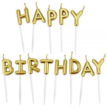 נרות יום הולדת זהב Happy Birthday - penelope