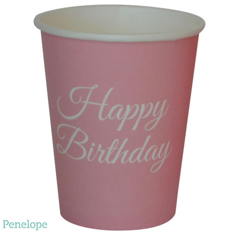 כוסות נייר ורוד יום הולדת - פנלופה