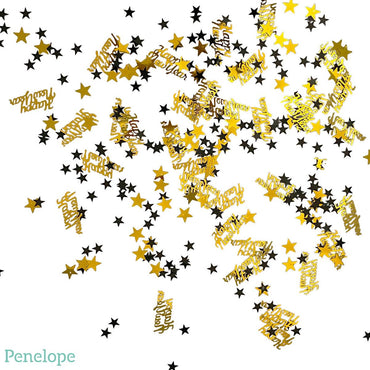קונפטי זהב עם כוכבים HNY - penelope