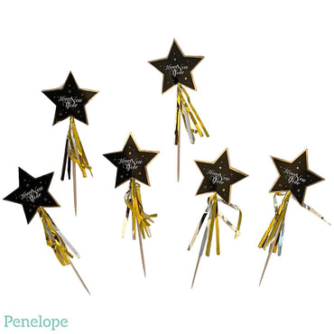 קיסמים כוכבים פרנזים שחור זהב HNY - פנלופה