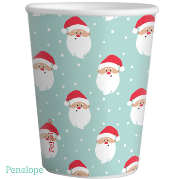כוסות נייר פנלופה סנטה קלאוס תכלת - 25 יחידות