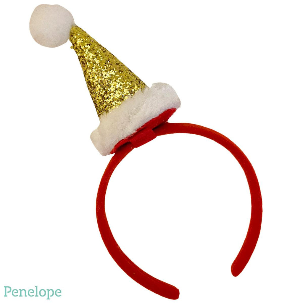 קשת כובע סנטה קלאוס זהב נצנצים - פנלופה