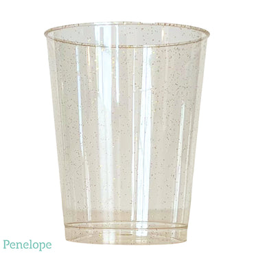 כוסות פלסטיק עגולות זהב נצנצים - 18 יחידות