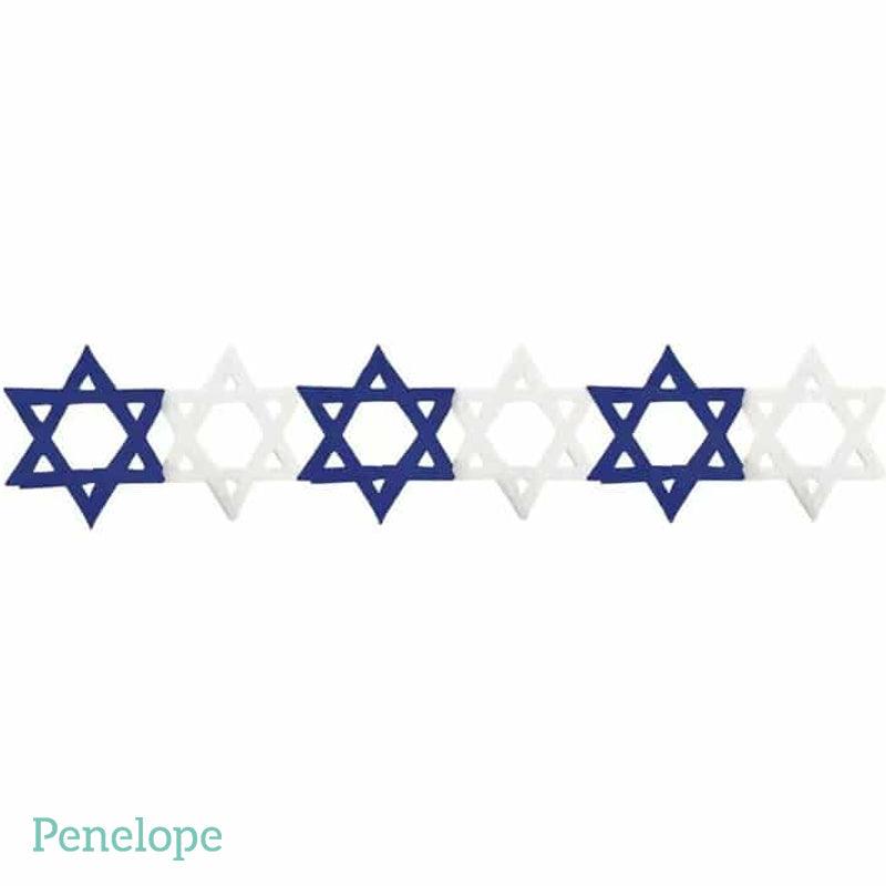 שרשרת נייר דגלים מגן דוד כחול לבן - פנלופה